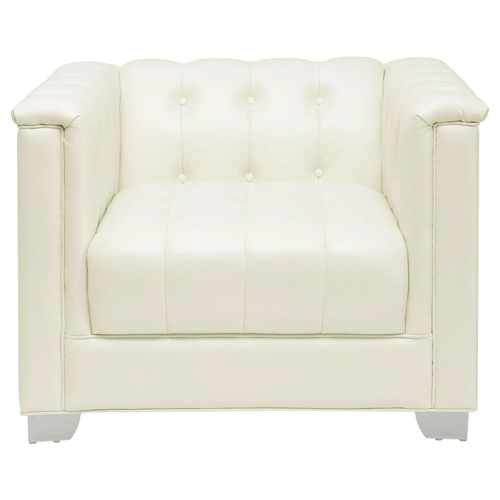 Chaviano 4 - piece Upholstered Track Arm Sofa Set Pearl White - Walo Furniture