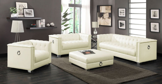 Chaviano 4 - piece Upholstered Track Arm Sofa Set Pearl White - Walo Furniture