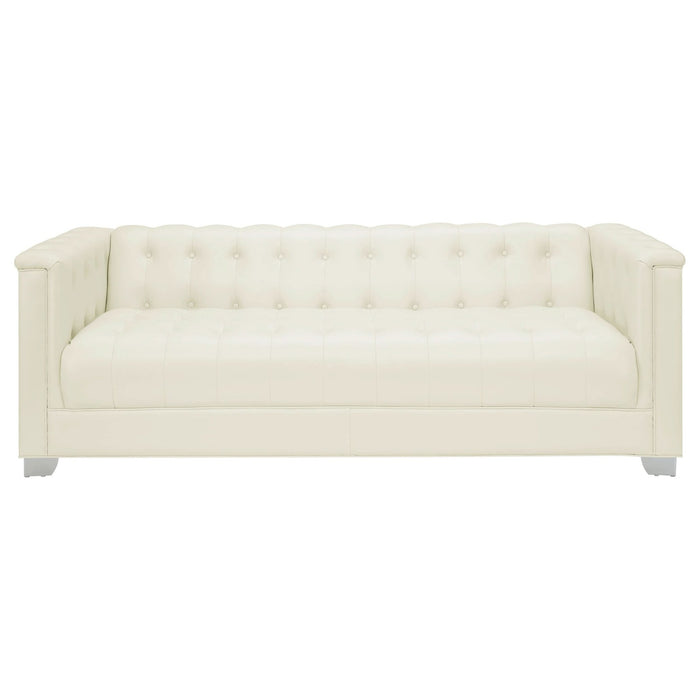 Chaviano 4 - piece Upholstered Track Arm Sofa Set Pearl White - Walo Furniture