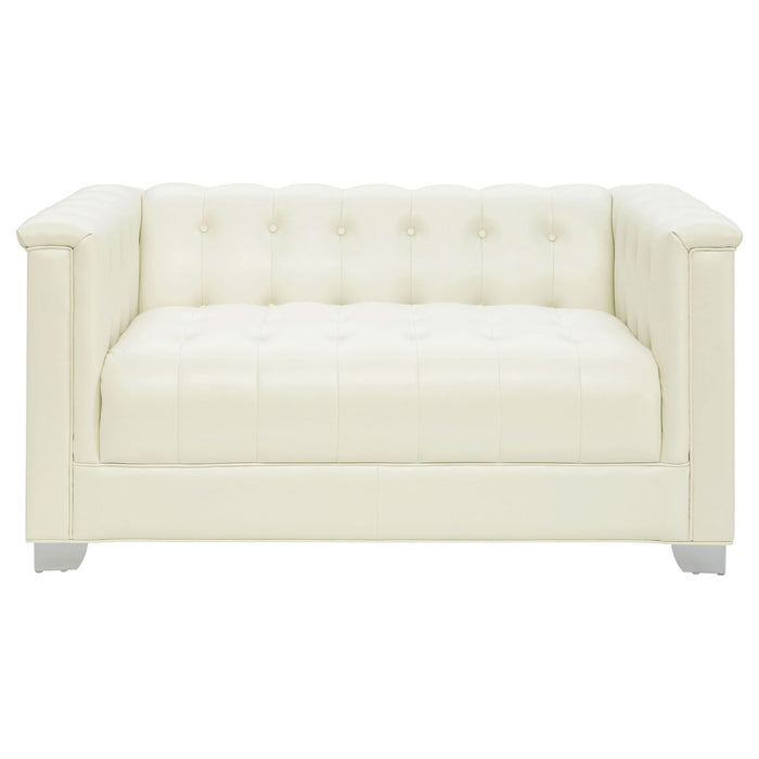 Chaviano 4 - piece Upholstered Track Arm Sofa Set Pearl White - Walo Furniture