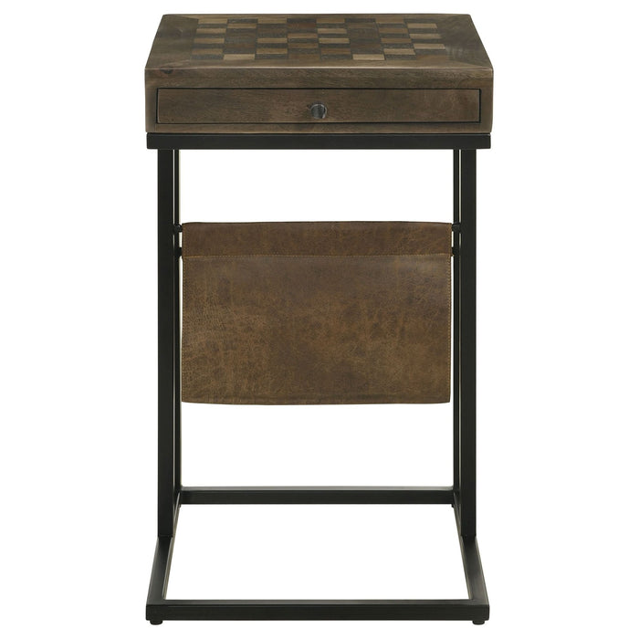 Chessie 1 - drawer Side Table With Leatherette Sling Tobacco - Walo Furniture