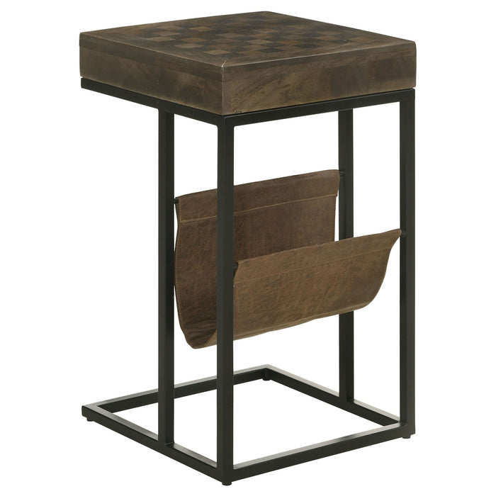 Chessie 1 - drawer Side Table With Leatherette Sling Tobacco - Walo Furniture