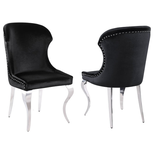 Cheyanne Upholstered Dining Side Chair Black (Set of 2) - Walo Furniture