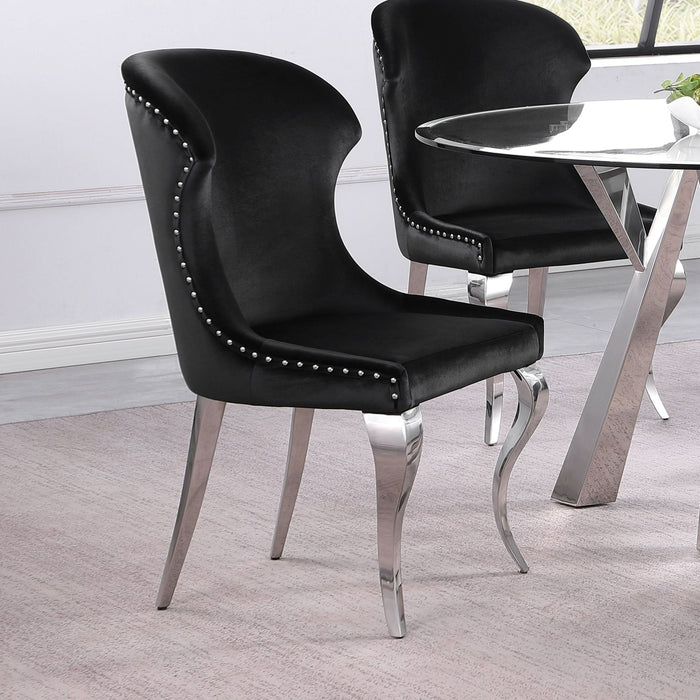 Cheyanne Upholstered Dining Side Chair Black (Set of 2) - Walo Furniture