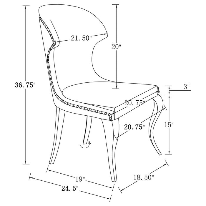 Cheyanne Upholstered Dining Side Chair Grey (Set of 2) - Walo Furniture