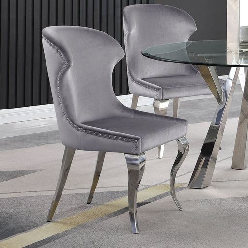 Cheyanne Upholstered Dining Side Chair Grey (Set of 2) - Walo Furniture