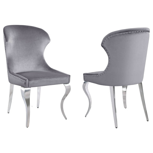 Cheyanne Upholstered Dining Side Chair Grey (Set of 2) - Walo Furniture