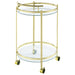 Chrissy 2 - tier Round Glass Shelf Metal Bar Cart Brass - Walo Furniture