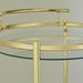 Chrissy 2 - tier Round Glass Shelf Metal Bar Cart Brass - Walo Furniture