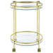 Chrissy 2 - tier Round Glass Shelf Metal Bar Cart Brass - Walo Furniture