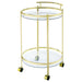 Chrissy 2 - tier Round Glass Shelf Metal Bar Cart Brass - Walo Furniture