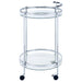 Chrissy Round Glass Shelf Metal Bar Cart Chrome - Walo Furniture