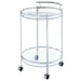 Chrissy Round Glass Shelf Metal Bar Cart Chrome - Walo Furniture