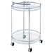 Chrissy Round Glass Shelf Metal Bar Cart Chrome - Walo Furniture