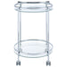 Chrissy Round Glass Shelf Metal Bar Cart Chrome - Walo Furniture