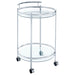 Chrissy Round Glass Shelf Metal Bar Cart Chrome - Walo Furniture