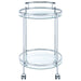 Chrissy Round Glass Shelf Metal Bar Cart Chrome - Walo Furniture