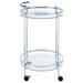 Chrissy Round Glass Shelf Metal Bar Cart Chrome - Walo Furniture