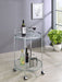 Chrissy Round Glass Shelf Metal Bar Cart Chrome - Walo Furniture