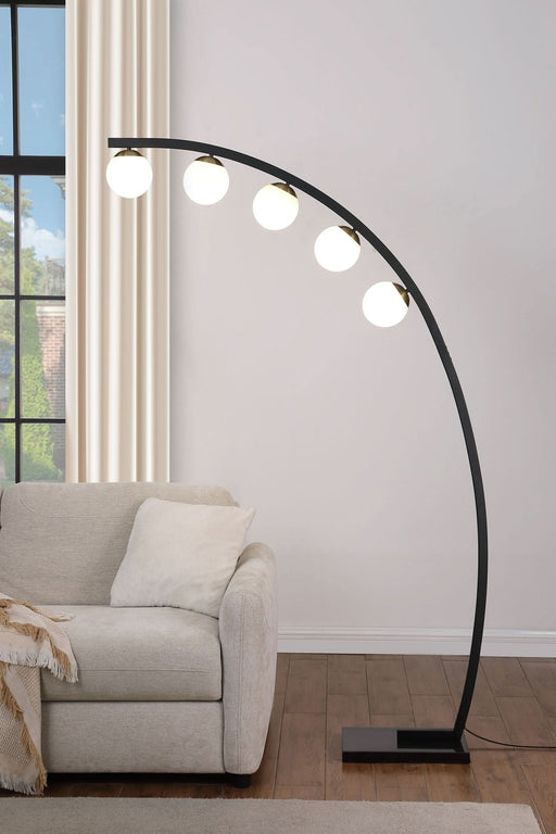 Cody 78 - inch Spherical 5 - light Arc Metal Floor Lamp Black - Walo Furniture