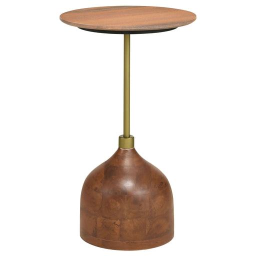 Colima Round Wood Top Accent Side Table Peach - Walo Furniture