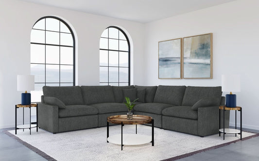 Collins 5 - piece Modular Power Reclining Sectional Dark Grey - Walo Furniture