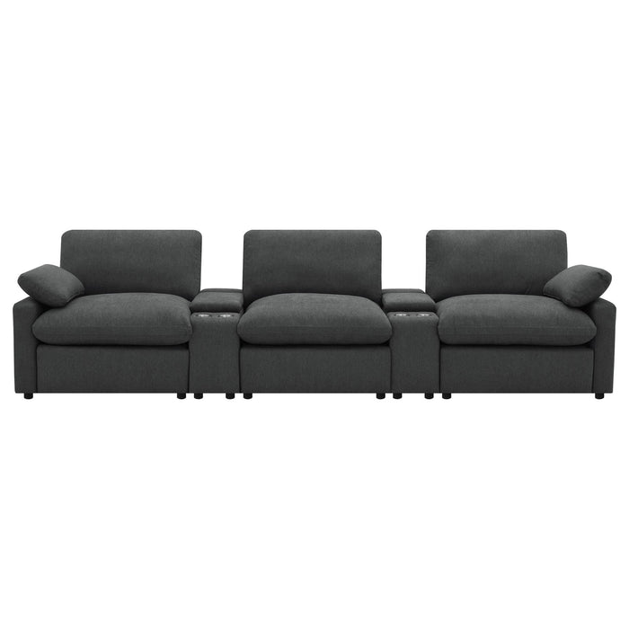 Collins 5 - piece Power Reclining Home Theater Seating Dark Grey - Walo Furniture