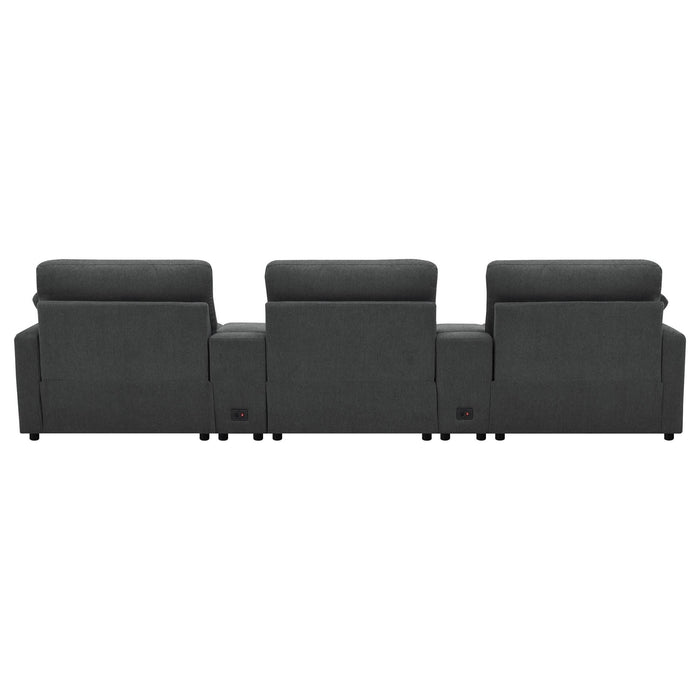 Collins 5 - piece Power Reclining Home Theater Seating Dark Grey - Walo Furniture