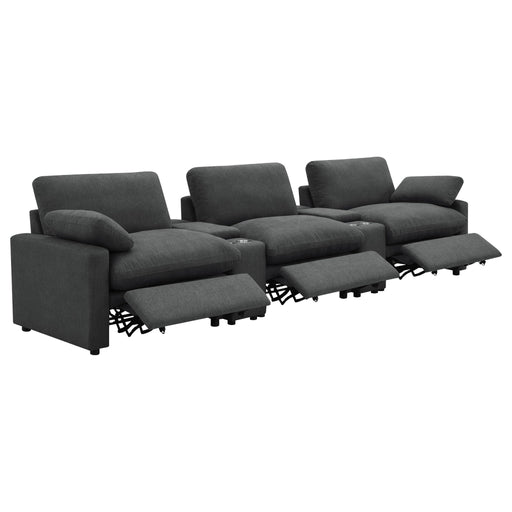 Collins 5 - piece Power Reclining Home Theater Seating Dark Grey - Walo Furniture