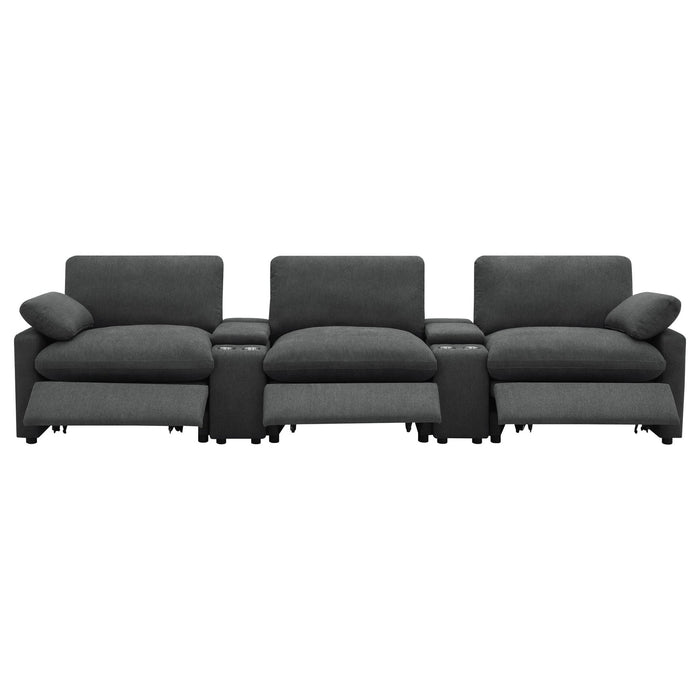 Collins 5 - piece Power Reclining Home Theater Seating Dark Grey - Walo Furniture