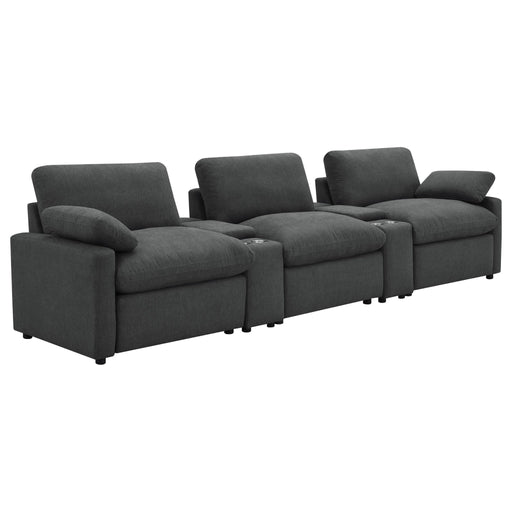 Collins 5 - piece Power Reclining Home Theater Seating Dark Grey - Walo Furniture