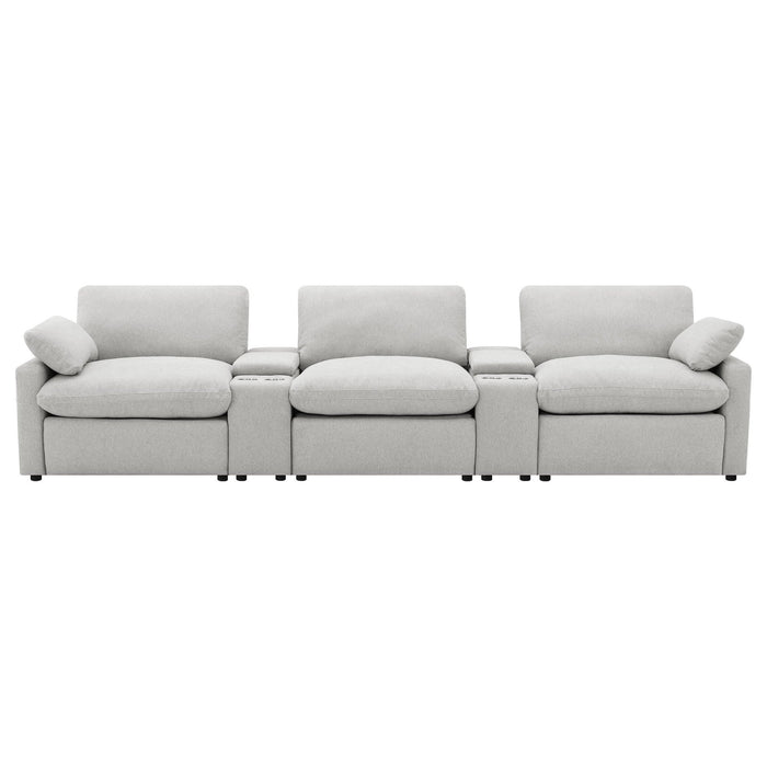 Collins 5 - piece Power Reclining Home Theater Seating Grey - Walo Furniture