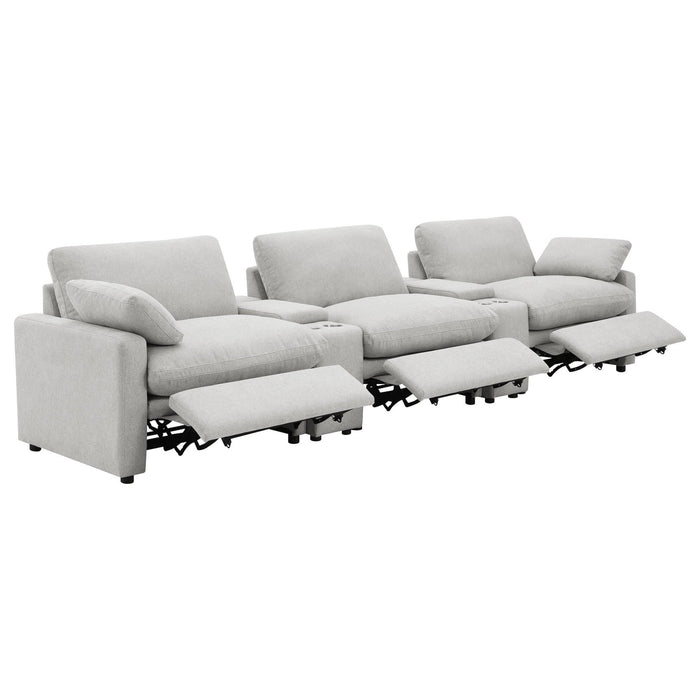 Collins 5 - piece Power Reclining Home Theater Seating Grey - Walo Furniture