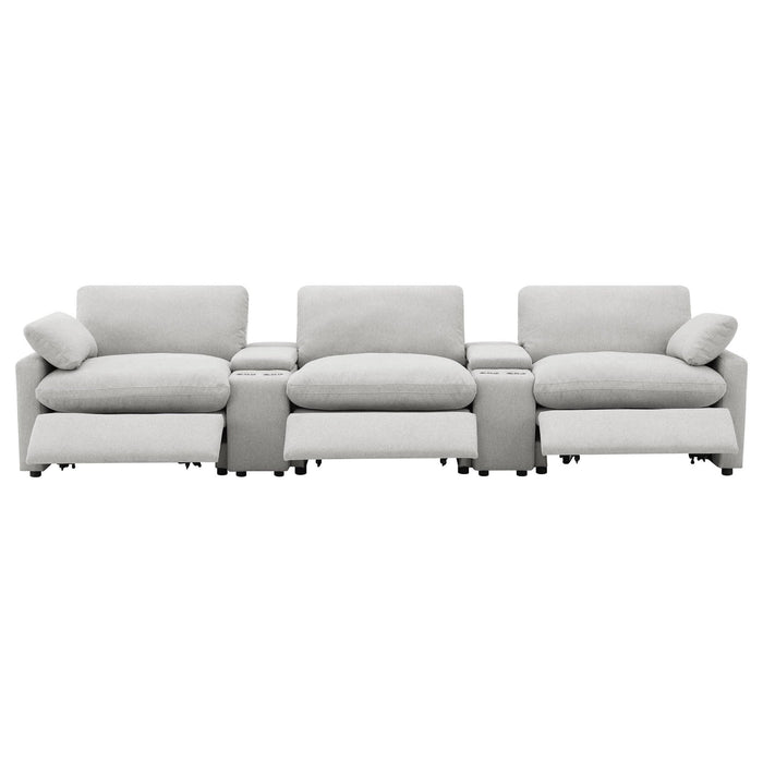 Collins 5 - piece Power Reclining Home Theater Seating Grey - Walo Furniture