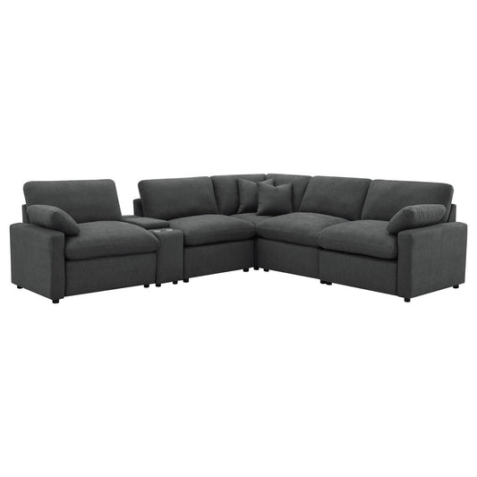 Collins 6 - piece Modular Power Reclining Sectional Dark Grey - Walo Furniture