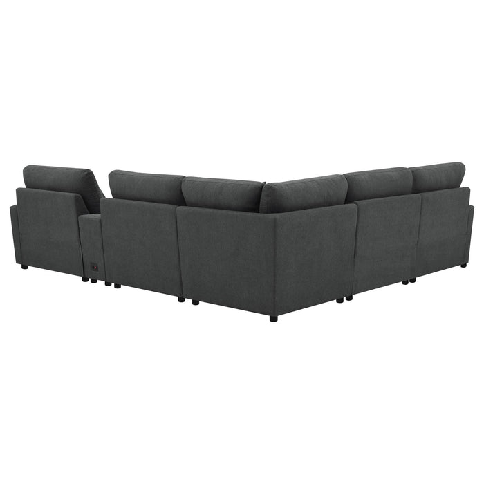 Collins 6 - piece Modular Power Reclining Sectional Dark Grey - Walo Furniture