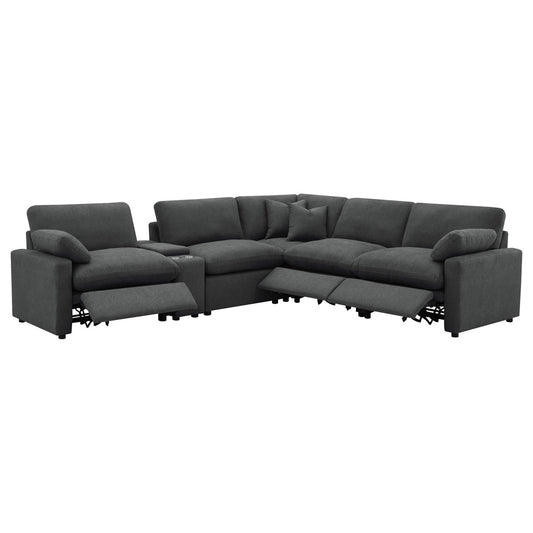 Collins 6 - piece Modular Power Reclining Sectional Dark Grey - Walo Furniture