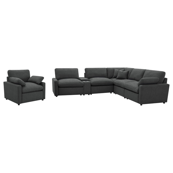 Collins 6 - piece Modular Power Reclining Sectional Dark Grey - Walo Furniture