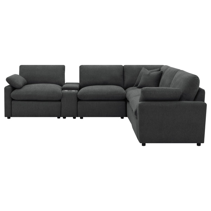 Collins 6 - piece Modular Power Reclining Sectional Dark Grey - Walo Furniture