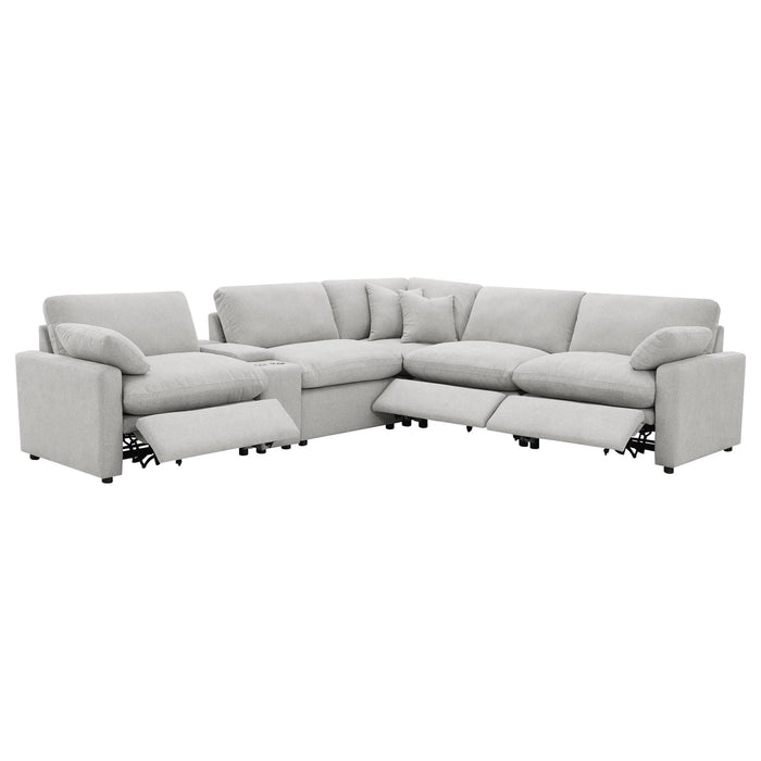 Collins 6 - piece Modular Power Reclining Sectional Grey - Walo Furniture