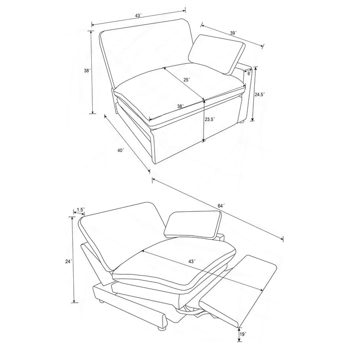 Collins Modular Power Loveseat Dark Grey - Walo Furniture