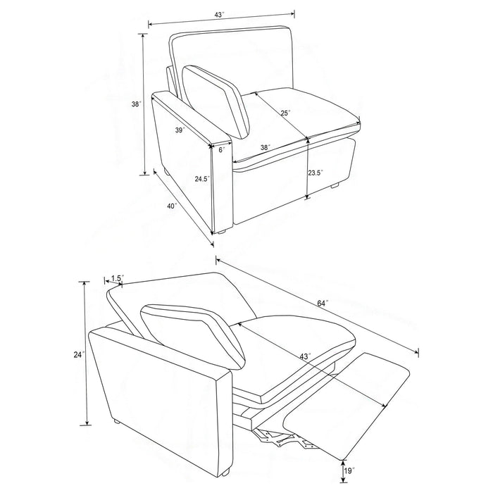 Collins Modular Power Loveseat Grey - Walo Furniture