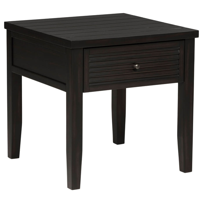 Concord 1 - drawer Square End Table Distressed Java - Walo Furniture