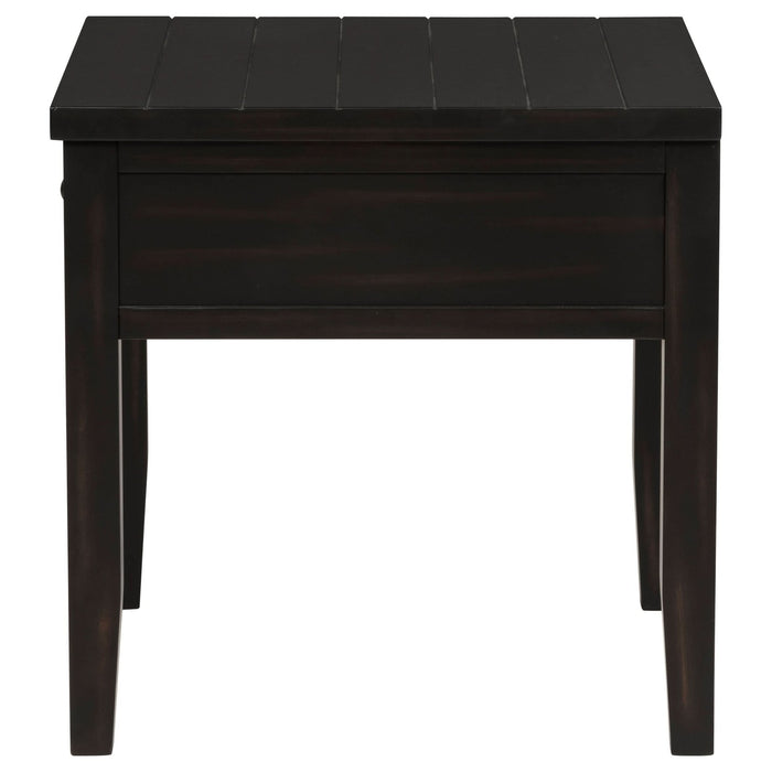 Concord 1 - drawer Square End Table Distressed Java - Walo Furniture