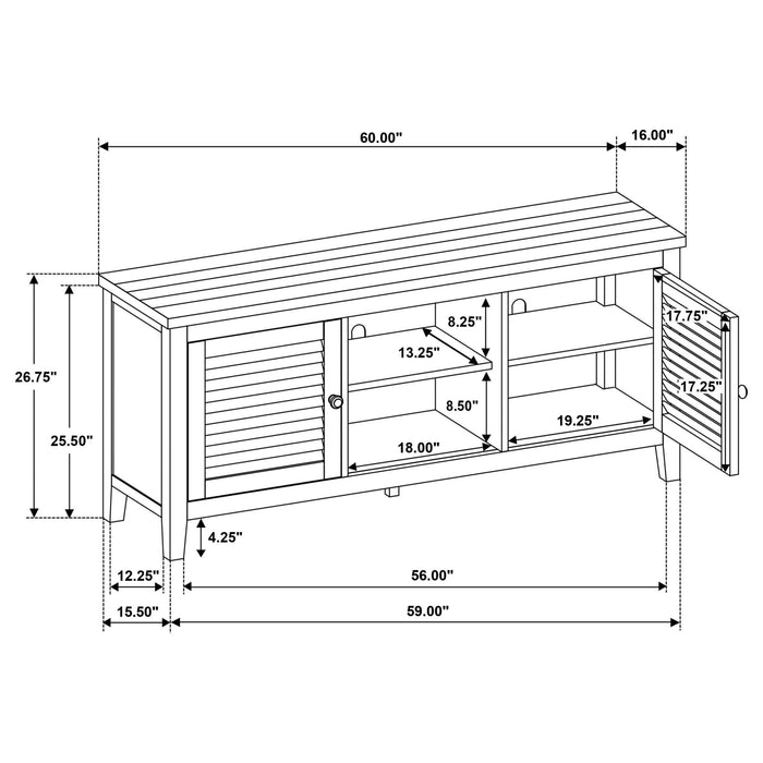 Concord 2 - door 60 - inch TV Stand Console Distressed Java - Walo Furniture