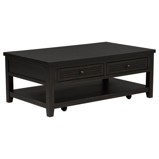 Concord 2 - drawer Rectangular Coffee Table Distressed Java - Walo Furniture