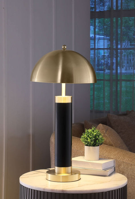 Conroe 28 - inch Dome Shade Pillar Table Lamp Black (Set of 2) - Walo Furniture