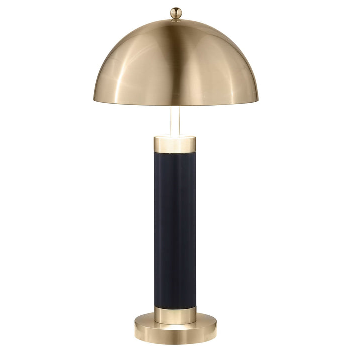 Conroe 28 - inch Dome Shade Pillar Table Lamp Black (Set of 2) - Walo Furniture