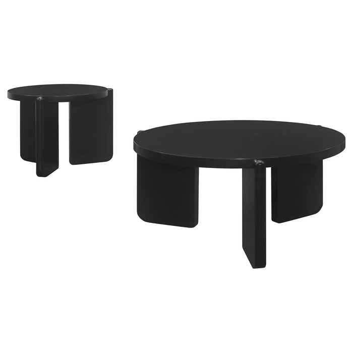 Cordova 2 - piece Solid Wood Coffee and End Table Set Black - Walo Furniture