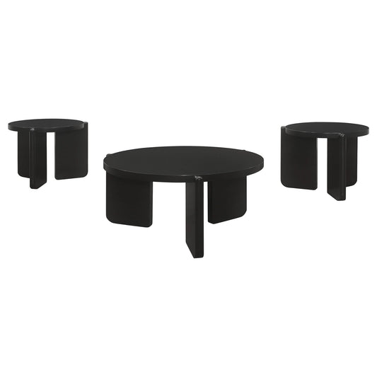 Cordova 3 - piece Solid Wood Coffee and End Table Set Black - Walo Furniture